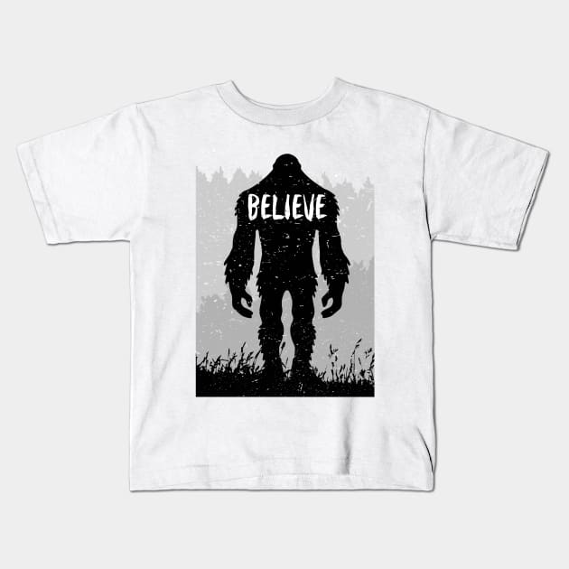 Bigfoot sasquatch i believe Yeti Peace Out Kids T-Shirt by Tesszero